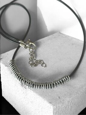 5 For $25💫Alternative Long Silver Coil Pendant Necklace